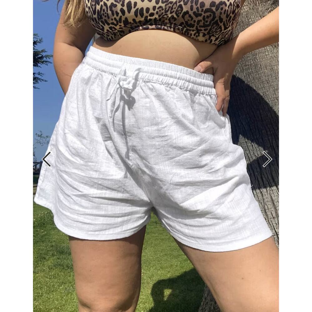 NEW ASOS DESIGN curve textured beach short in white 100% Cotton 18